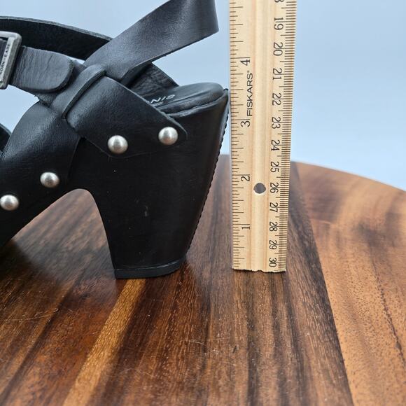 Kork-Ease Deborah Sandals Womens 7 M Black Leather Studded Platform High Heel - Picture 7 of 8